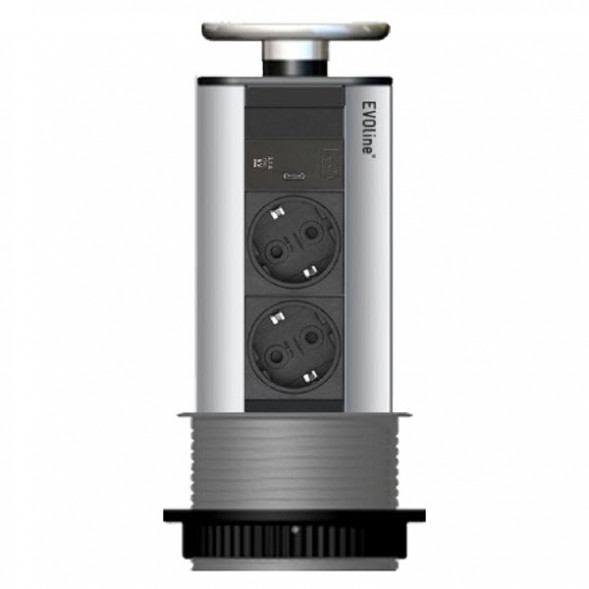 Зарядное устройство EVOline Port USB тип C / серебристый / 2 разъема