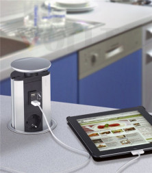 Зарядное устройство EVOline Port USB тип C / серебристый / 2 разъема