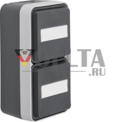 Berker 47703535 Розетка SCHUKO 2-позиционная вертикальная с откидной крышкой AP серая/светло-серая матовая Berker W