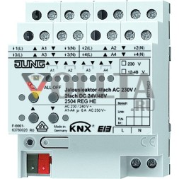 Jung 2504REGHE KNX привод жалюзи 4-канальный AC 110-230 В, 2-канальный DC 12-48 В