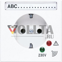 Розетка SCHUKO Jung LS521NAUFWW, 16 А, 250 В ~, винтовые клеммы, с индикацией функций, с защитой от перенапряжения, с полем для надписи, дюропласт, серия LS, альпийский белый