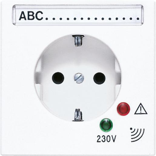 Розетка SCHUKO Jung LS521NAUFWW, 16 А, 250 В ~, винтовые клеммы, с индикацией функций, с защитой от перенапряжения, с полем для надписи, дюропласт, серия LS, альпийский белый