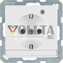 Berker 41106089 Розетка SCHUKO с контрольным светодиодом и полем для надписи, полярно-белая, в комплекте Berker Q.