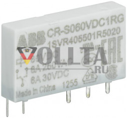 ABB Stotz-Kontakt CR-S012VDC1R, вставное интерфейсное реле 1We, A1-A2=12VDC, выход=6A/250VAC, 1SVR405501R2010