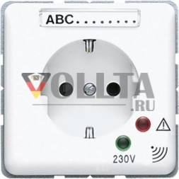 Розетка SCHUKO Jung CD521NAUFWW, 16 А, 250 В ~, винтовые клеммы, с индикацией функций, с защитой от перенапряжения, с полем для надписи, дюропласт, серия CD, альпийский белый