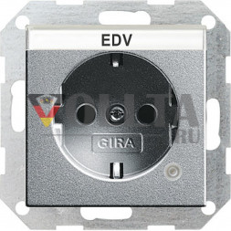 Gira 045226 System55 SCHUKO-розетка 16А, без штампа (надписи) цвет: алюминевый