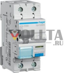 Hager ADA510D FI/LS выключатель 1-полюсный+N 10kA B10A 0.03AA