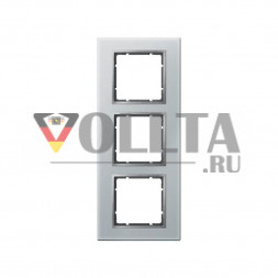 Berker 10136414 B7 рамка,3 группы, стекло, цвет: алюминевый