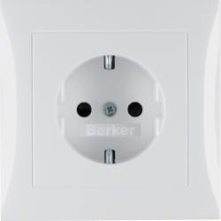 Berker 47428989 Розетка SCHUKO с накладкой, полярно-белый, глянцевый Berker S.1