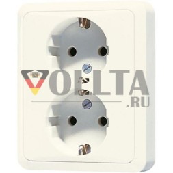 Jung 5022U Двойная розетка SCHUKO®, 16 А 250 В ~, винтовые клеммы, дюропласт, серия CD, белая