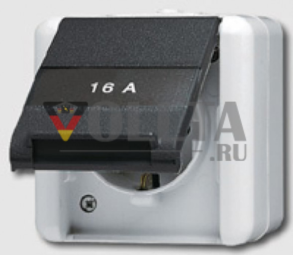 Jung 820ONAW WG800 SCHUKO - розетка 16А с  откидной крышкой для  ZSV-(центральное безопасное питание)