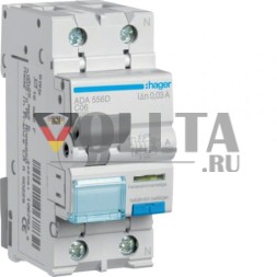 Переключатель Hager ADA556D FI/LS 1-полюсный+N 10kA C6A 0.03AA
