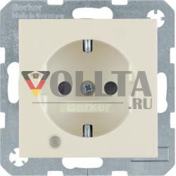 Berker 41108982 Розетка SCHUKO с контрольным светодиодом и полем для надписи белая, глянцевая Berker S.