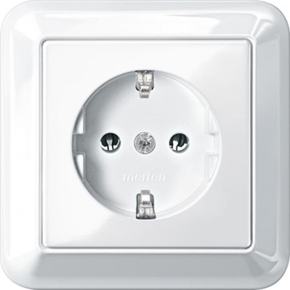 Schneider серия: Merten MEG2401-1219 Atelier-M SCHUKO-розетка 16А, цвет:полярная белизна, тон:глянец