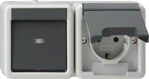 Gira 417730 комбинированная розетка горизонтальная KD WG AP gr розетка SCHUKO