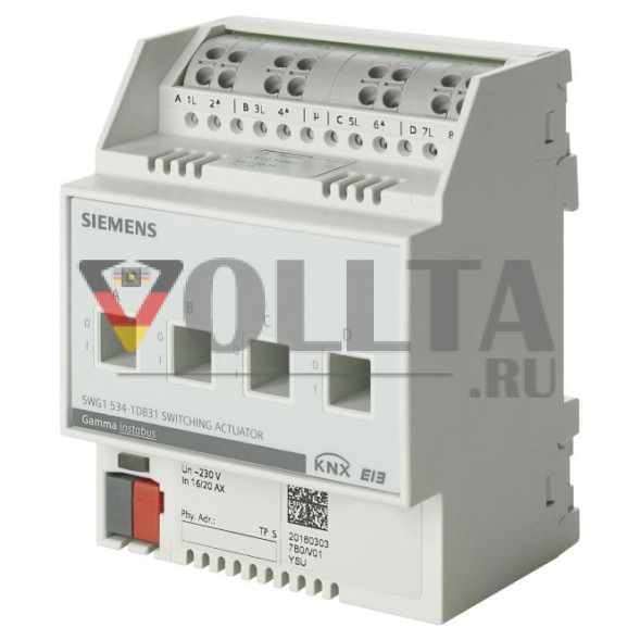 SIEMENS 5WG1532-1DB31 KNX-переключающий актуатор | 4-х канальный, 10 А