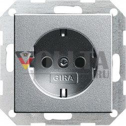 Gira 046626 System55 SCHUKO-розетка 16А, без защиты от детей цвет: алюминевый