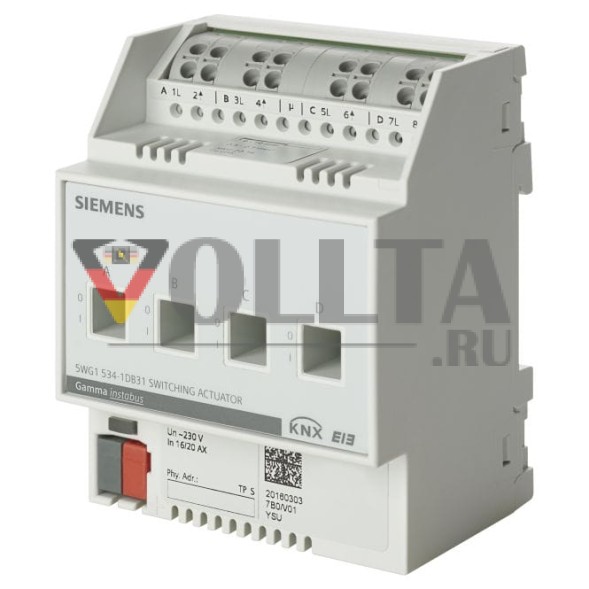 SIEMENS 5WG1534-1DB31 KNX-переключающий актуатор | 4-х канальный, 16/20 A