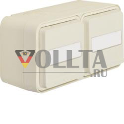 Berker 47753532 Розетка SCHUKO 2-позиционная горизонтальная с откидной крышкой AP полярно-белый матовый Berker W.1