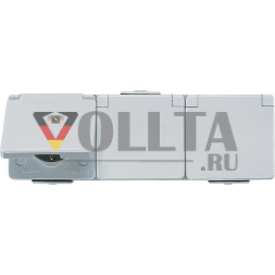 Тройная розетка Jung 623W SCHUKO®, 16 A 250 V ~, откидная крышка, горизонтальная, IP 44, WG 600