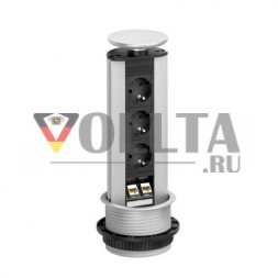 EVOline Port DATA / черный / 3 выдвижных разъема / 2 разъема RJ45