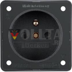 Berker 961952505 розетка с защитным контактным штифтом антрацит, матовые вставки Integro