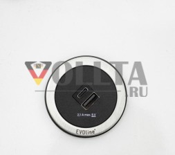 EVOline ONE2-R.ED ONE USB зарядное устройство с черным кольцом из нержавеющей стали, цвет нержавеющей стали