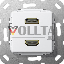 Gira 567203 System55 HDMI двойная, кабельный кнут (косичка) цвет:чисто белый, тон:глянец