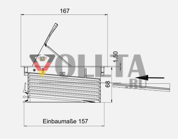 EVOline® FlipTop Push Data M нержавеющая сталь (с 3 розетками + 2 модулями RJ45)