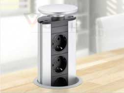 EVOline Port DATA / Нержавеющая сталь / 2 выдвижные розетки / 2 RJ45