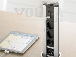 EVOline Port DATA / Нержавеющая сталь / 2 выдвижные розетки / 2 RJ45