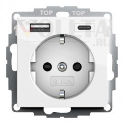 GIRA 245903 Розетка SCHUKO 16А 250В белоснежная глянцевая