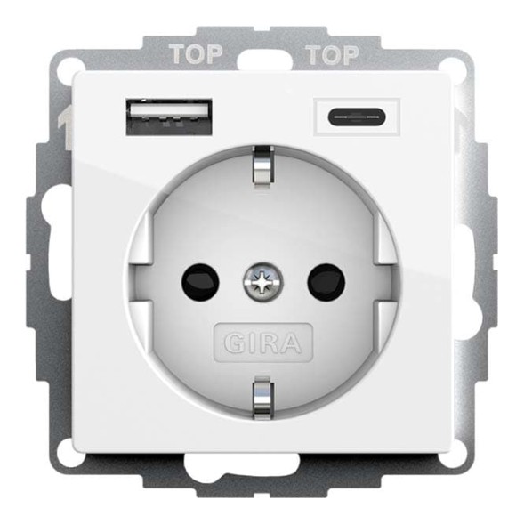 GIRA 245903 Розетка SCHUKO 16А 250В белоснежная глянцевая