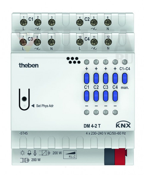Theben 4940280 Активатор переключателя DM 4-2 T KNX диммерный активатор 4-х позиционный