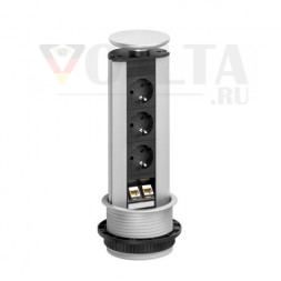 EVOline Port DATA / Нержавеющая сталь / 3 выдвижные розетки / 2 RJ45