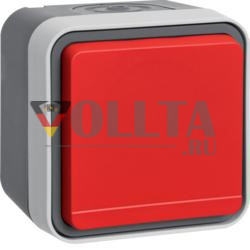 Berker 6745643501 розетка с защитным контактным штифтом и красной откидной крышкой AP Berker W.1 светло-серая m