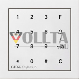 Gira 2605112 Ширококлавишный выключатель Keyless-In-Codetastatur цвет:чисто белый, тон:глянец