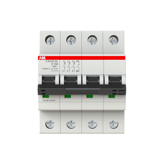 Автоматический выключатель ABB Stotz-Kontakt 2CDS273446R0457 S203MT-K15NA K-Char.10kA 15A 3P+NA