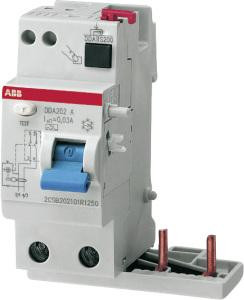 ABB Stotz-Kontakt DDA202 A-63/0.03 AE, блок FI для S202 2P, тип A, 63A, 30 мА, функция аварийной остановки, 2CSB202701R1630