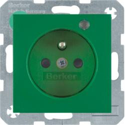 Berker 6765091913 Розетка с защитным контактным штифтом и контрольным светодиодом зеленого цвета, матовая Berker S.1/B.3/B.7
