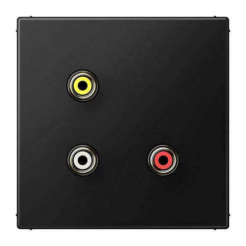 Jung MALS1031SWM Мультимедийная система подключения Cinch Audio / Composite Video, серия LS, графитовый черный матовый