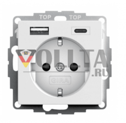 GIRA 245927 Розетка SCHUKO 16А 250В белоснежная матовая 