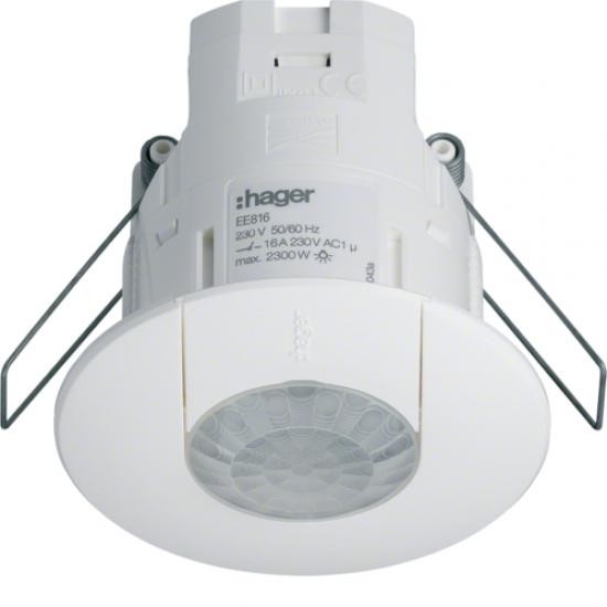 Установка датчика движения Hager EE816 360 градусов DALI/DSI