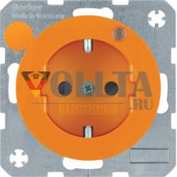 Berker 6765092007 розетка с защитным контактом и контрольным светодиодом оранжевого цвета, глянцевая Berker R.1/R.