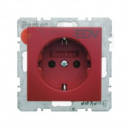 Berker 47431922 S1 SCHUKO-розетка  16А, со штампом EDV (электронная обработка данных) цвет: красный, тон: матовый