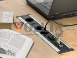 EVOline FrameDock DATA / серебристый / 3 разъема питания / 2 разъема RJ45
