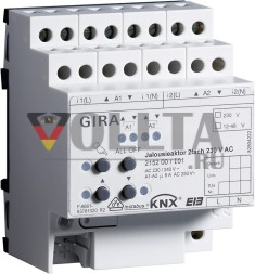 Gira 215200 привод жалюзи 2-х канальный AC 230V KNX REG