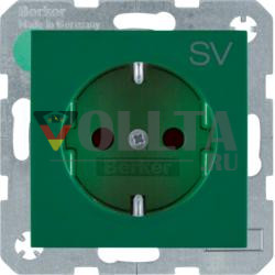 Berker 47238903 розетка SCHUKO с EHBS S.1 зеленая глянцевая