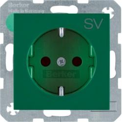 Berker 47238903 розетка SCHUKO с EHBS S.1 зеленая глянцевая