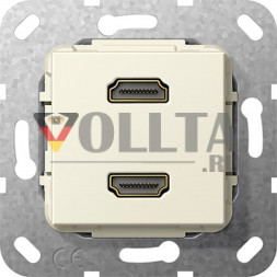 Gira 567201 System55 HDMI двойная,  кабельный кнут (косичка) цвет: кремово-белый, тон:глянец
